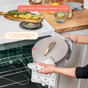 Beautiful 8 Qt Multi-Cooker with Bamboo Steamer Insert, 7 Preset Functions, EverGood Ceramic Nonstick Coating, Porcini Taupe, 29153