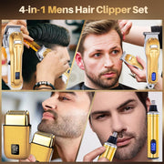 Roziapro RFCD-9551 Cordless Hair Clippers & Shaver Set Rechargeable Hair Grooming Kit, Gold