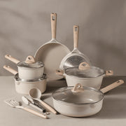 Carote A08285 Eco Modern Collection 13-Piece Nonstick Die Cast Aluminum Cookware Set, Taupe-Tan