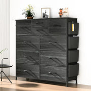 GIKPAL 10 Drawer Dresser Chest of Drawers for Bedroom with Side Pockets and Hooks, Black