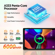 FITIFUN 10.1 Inch Android 15 Tablet with Keyboard, 8GB RAM, 32GB Storage, 1TB Expandable, Penta-Core Processor, 6000mAh Battery, 5G WiFi 6, HD IPS Display, Dual 2MP Cameras, Gray, M10