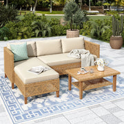 Alpha Joy PV-489-SW 3-Pieces Wicker Patio Furniture Conversation Set, Beige
