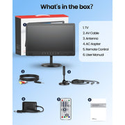Desobry 18.5 Inch Portable LCD TV, Full HD 1080p, 6500mAh Rechargeable Battery, HDMI AV USB Inputs, Built-In Antenna, Dual Speakers