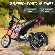 Neche MX350 Electric Powered Motorcycle for Kids Age 13+, Red - Safe and Comfortable