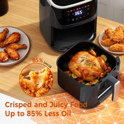 HOMSHADE AirFryer3 r with 8 Food Preset, LED Digital Touch Screen, Roast, Reheat, Dehydrate, Bake, Steam