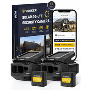 Vosker V150 Outdoor Cellular Security Camera, Solar Powered, Motion Activated 1080p Photo Capture, Night Vision, Wireless, 2 Pack