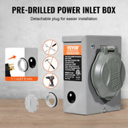 VEVOR RV50H/SS2-50R+LSTK06 50 Amp Generator Cord and Power Inlet Box Kit, 50FT