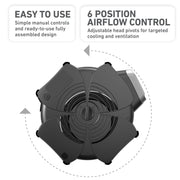 Holmes Hex MultiPosition Blower Fan Utility Floor Air Mover, High Velocity Airflow, Black, 3 Speeds, Dual AC Outlets, 14550