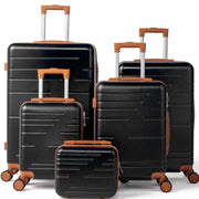 Zimtown Luggage 5 Piece Sets ABS Hardside Luggage Suitcase Set with Spinner Wheels and TSA Lock, Black
