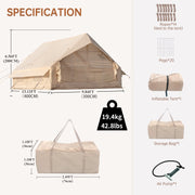 Waldmate Inflatable Camping Tent, Cabin Tent for 6-8 Person, All-Season Oxford Waterproof with Stove Jack, Mesh Windows and Door