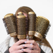 Olivia Garden NanoThermic Ceramic Ion Round Thermal Hair Brush 3-Piece Set Gold Chocolate 716-NTDL03