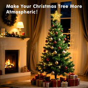 Qoosea Christmas Tree Topper, Glitter Champagne Gold Star with Built-in LED Lights, Stable Base, Holiday Decoration