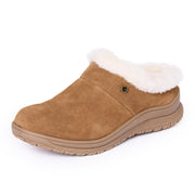 Minnetonka Emerson Womens Moccasin Slippers, Water-Resistant Suede, Plush Pile Lining, Heavily Treaded EVA Sole, Dusty Brown, Size 8 Medium