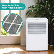 Hisense 35 Pint Compact Dehumidifier, 3000 Sq. Ft. Coverage, Slide-Out Bucket, Energy Star Certified, White, ADH35K26