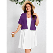 Showmall Womens Plus Cropped Cardigan Open Front Shrug Lightweight Bolero Purple 3X