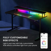 GTRACING GTZ-510-RGB Lumina Elite LED Gaming Desk, Integrated RGB Lighting, Black