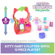 Gabby's Dollhouse Fairylandia Kitty Fairy Flutter-riffic Dollhouse Playset, 12-Piece Set with Exclusive Rainbow Winged Ring
