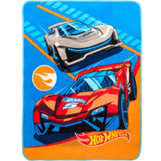 Hot Wheels Kids Blue Print Fleece Throw Blanket, Soft Coral Microfiber, 46 x 60 in