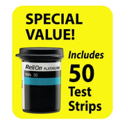 ReliOn Platinum Blood Glucose Meter Kit, Bluetooth Enabled Diabetes Blood Sugar Monitoring System, Includes 50 Test Strips and Lancet Device