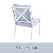 My Texas House Cambria Steel Outdoor Patio Dining Chair Set of 2, Blue, Powder-Coated Rust-Resistant Frame, Stackable