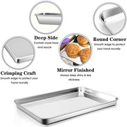 Vesteel Stainless Steel Baking Sheets, Set of 12, 18 x 13 Inch Rectangular Cookie Pans, Mirror Finished, Non-Stick, Dishwasher Safe