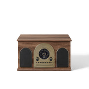 Crosley Hayes 8-In-1 Record Player with Bluetooth, Belt Drive Turntable, Built-In Speakers, Walnut Brown, CR7025A-WA