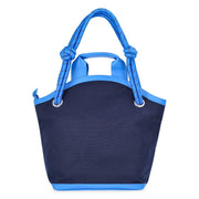 Rosetti Women's Canvas Tote Bag, Large Navy Blue, Durable Cotton with Faux Leather Bottom, Rope Handles, Zipper Closure