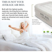 King Koil 29191 Plush Pillow Top Twin Air Mattress with Built-in High-Speed Pump for Camping, Beige