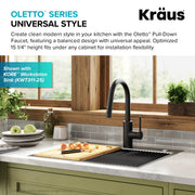 Kraus Oletto Matte Black Single Handle Pull Down Kitchen Faucet with QuickDock Installation, 360 Swivel Spout, Dual-Function Sprayer, KPF-2620MB