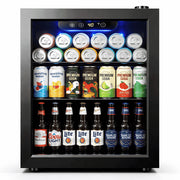 Simzlife Beverage Refrigerator, 68 Can Capacity, 1.9 Cu.ft Cooler with Reversible Glass Door, Removable Chrome Shelves, Digital Temperature Control, Black, JC-48UEL-F