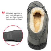 Minnetonka Moccasin Sheepskin Hardsole Mocs for Men - Grey - 9W
