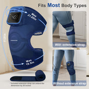 KingPavonini Wireless Knee Massager with Heat and Vibration, 4 Motors, 5 Heating Levels, Blue