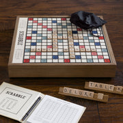 WS Game Company Scrabble Deluxe Vintage Edition Board Game with Rotating Wooden Cabinet, Raised Letter Tile Grid, Built-in Storage, for 2-4 Players Ages 8+, 15.6 in, 6.5 lb, 28810-ALT