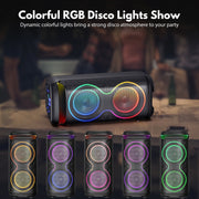 FanFun FF-BS-T20 Bluetooth Speaker, Large Party Speaker with DJ Lights, Remote Control, Double Subwoofer