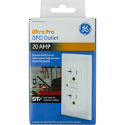 GE 32077 UltraPro 20A Self-Test GFCI Outlet, In-Wall, White