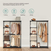Boutique Home Freestanding Open Wardrobe Clothing Rack, Adjustable Height, Black, 44.1 in W x 16.9 in D x 65 in H, B07MTZJW2G