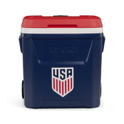 Igloo 60 QT Laguna Rolling Cooler with Cool Riser Technology and THERMECOOL Insulation, Red White and Blue, 35282
