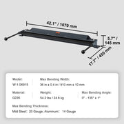 KFFKFF W-1.0X915 Metal Folding Machine, 36-Inch, Adjustable 0-135 Degrees, Heavy-Duty Carbon Steel, Ergonomic Power Handles, Compact Design