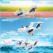 Bruce & Shark RC Plane Remote Control Airplane Tri-Phibian Amphibious Glider Blue 2.4GHz RTF