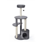 Vibrant Life Cat Tree, 47 in Multi-Level Tower with 3 Sisal-Wrapped Scratching Posts, 5 Soft Platforms, Plush-Lined Condo, Gray