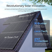 Renogy ShadowFlux 200W N-Type Solar Panel, 25% High-Efficiency, Anti-Shading Technology, IP67 Waterproof, Lightweight, Black, RSP200DC-ASR-WAL
