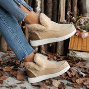 GlobalBreeze Womens Cozy Micro Suede Winter Slippers with Memory Foam Insoles, Fuzzy Faux Fur Collar, Slip-Resistant Rubber Sole, Closed Toe, Khaki