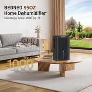 BEDRED Dehumidifier, 95Oz Capacity, Thermoelectric Cooling, Automatic Shutoff, Sleep Mode, 7-Color Ambient Light, Black, CT11