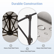 Napwant 10ft Patio Cantilever Outdoor Umbrella, Hanging Offset Design, White, Crank Opening, Adjustable Tilt, Steel Cross Stand Included