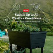Keter Urban Bloomer Raised Garden Bed, 12.7 Gallon Self-Watering Planter, Dark Grey, Elevated Resin Design with Drainage Plug