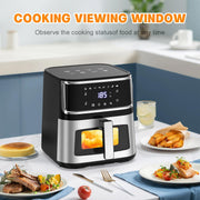 Yilush Multifunctional Digital Air Fryer with Rotisserie and Dehydrator, 17 Touch Screen Presets, XL 7L Capacity, Auto Shutoff, Large Easy-View Window, Black, HQKJ
