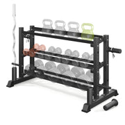 COFUNOK Dumbbell Rack, 3-Tier Adjustable Heavy-Duty Weight Stand, 1100LB Capacity, Black