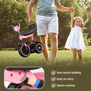 XJD 5-in-1 Toddler Bike with Adjustable Seat and Handlebar, Steel Frame, Pink, Ages 2-5 Years, HM-818