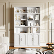 Homfa 366 Tall Bookcase w/Doors, 8 Cubes, 2 Cabinets, 6-Tier Double Row Bookshelf, White, 73