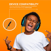 Gumdrop Cases DropTech On-Ear Wired Headphones, Black, Chew-Proof Tangle-Free 3.5mm Cord, Adjustable Headband, Rugged Drop-Tested for Kids